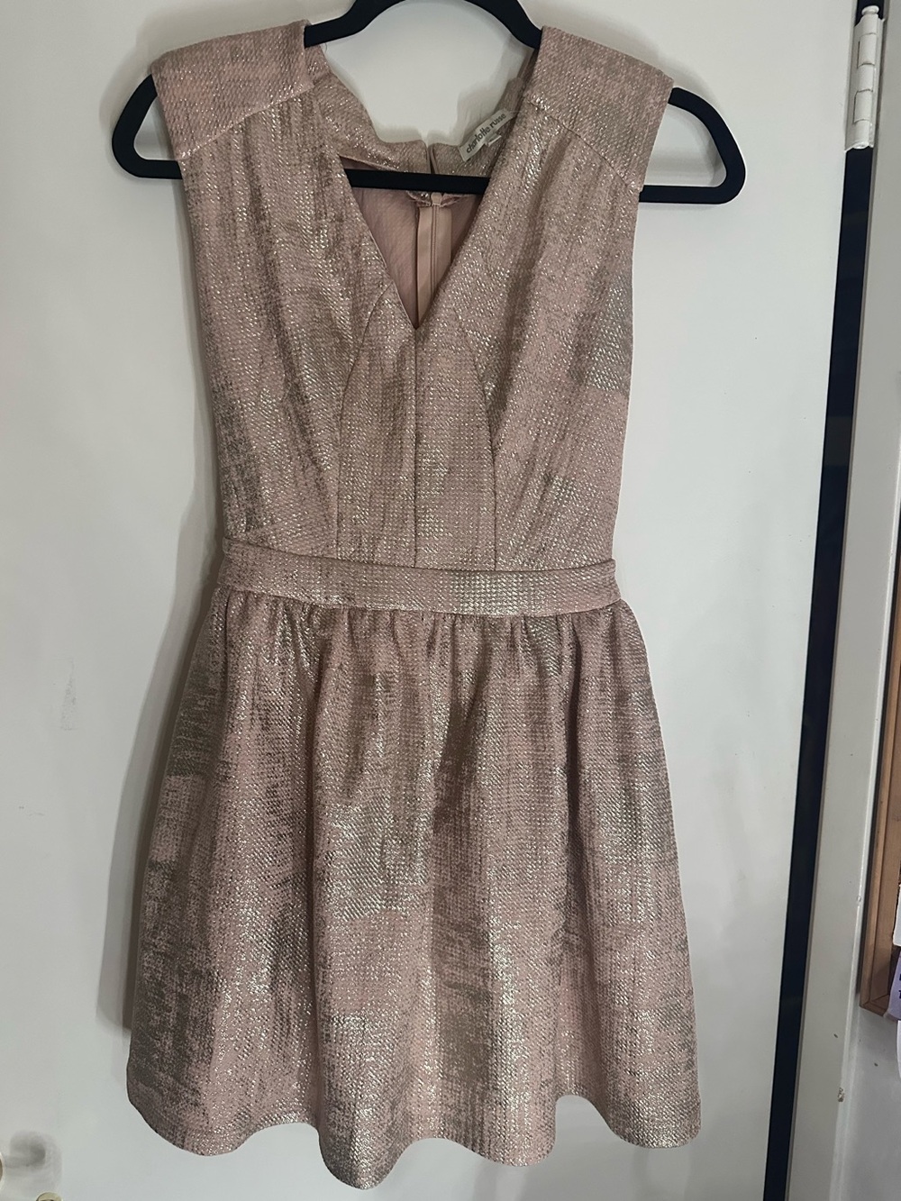 Charlotte Russe Metallic Blush Fit-and-Flare Dress